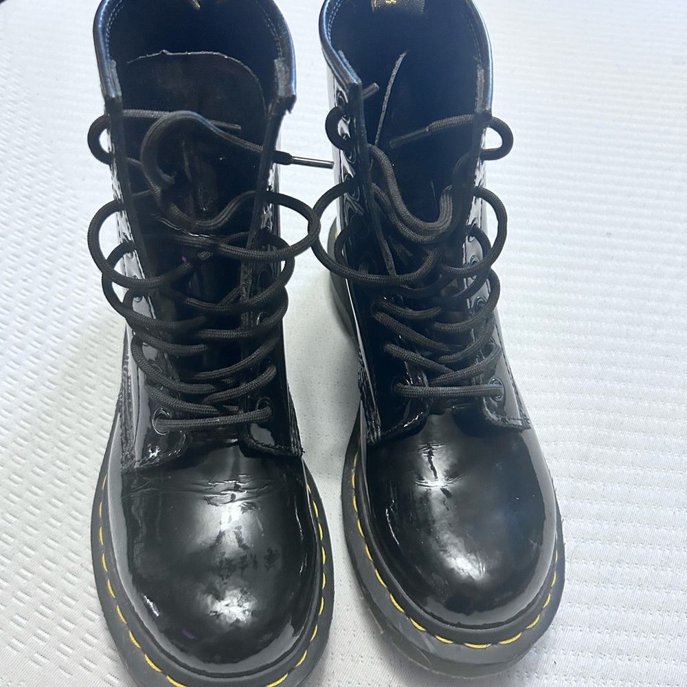 Dr. Martens Black Combat Moto Boots with Lace-Up Design